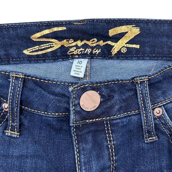 Seven7 Sunset Denim Bermuda Shorts Women's Size 10 Blue Rolled Cuffs Stretch - Picture 3 of 11